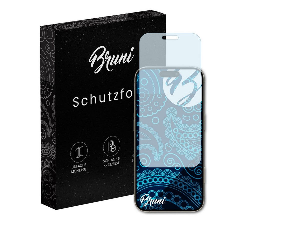 Bruni Schutzfolie Glasklare Displayschutzfolie für iPhone 16 Pro Max, (2 Folien), praktisch unsichtbar von Bruni