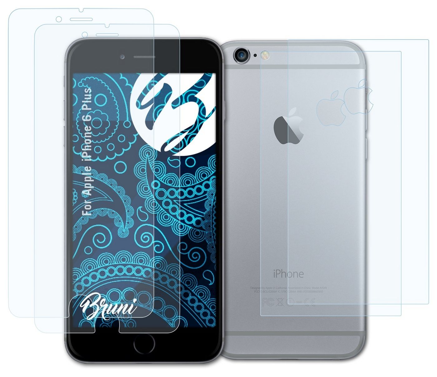 Bruni Schutzfolie Glasklare Displayschutzfolie für iPhone 6 Plus, (2er Set), praktisch unsichtbar von Bruni