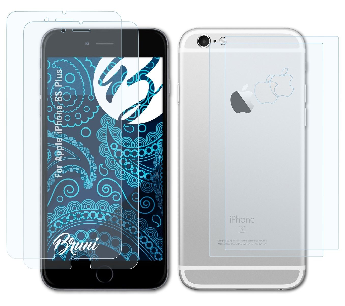 Bruni Schutzfolie Glasklare Displayschutzfolie für iPhone 6S Plus, (2er Set), praktisch unsichtbar von Bruni