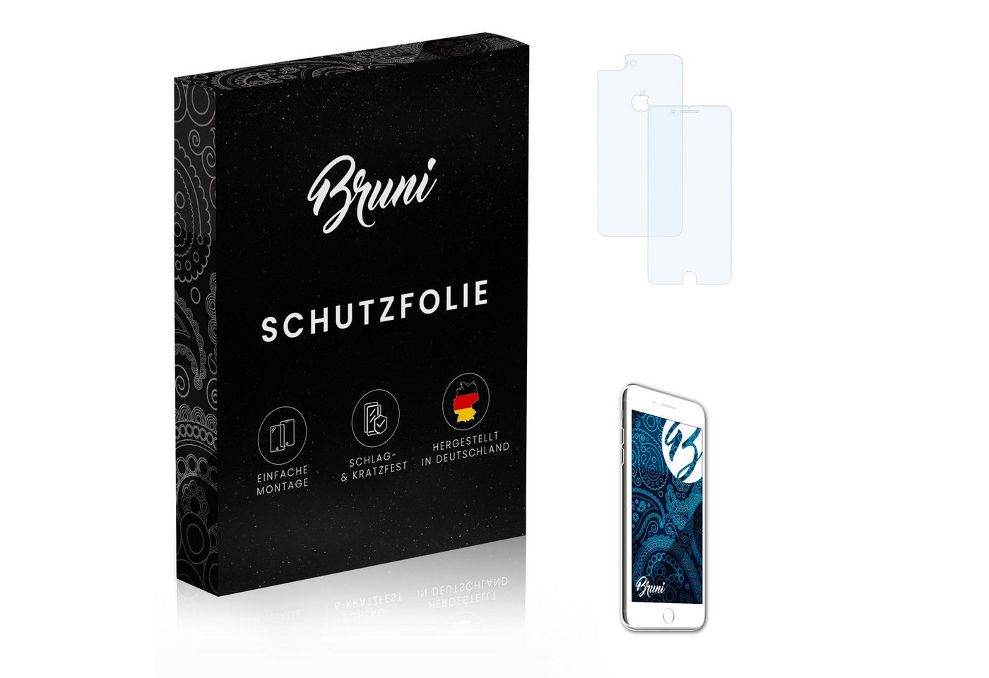 Bruni Schutzfolie Glasklare Displayschutzfolie für iPhone 7 Plus, (2er Set), praktisch unsichtbar von Bruni