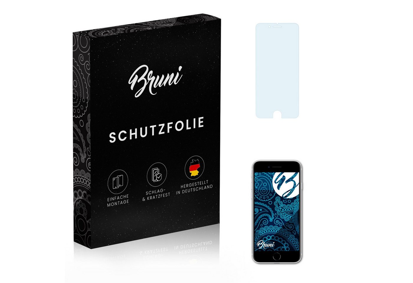 Bruni Schutzfolie Glasklare Displayschutzfolie für iPhone SE 2020, (2 Folien), praktisch unsichtbar von Bruni