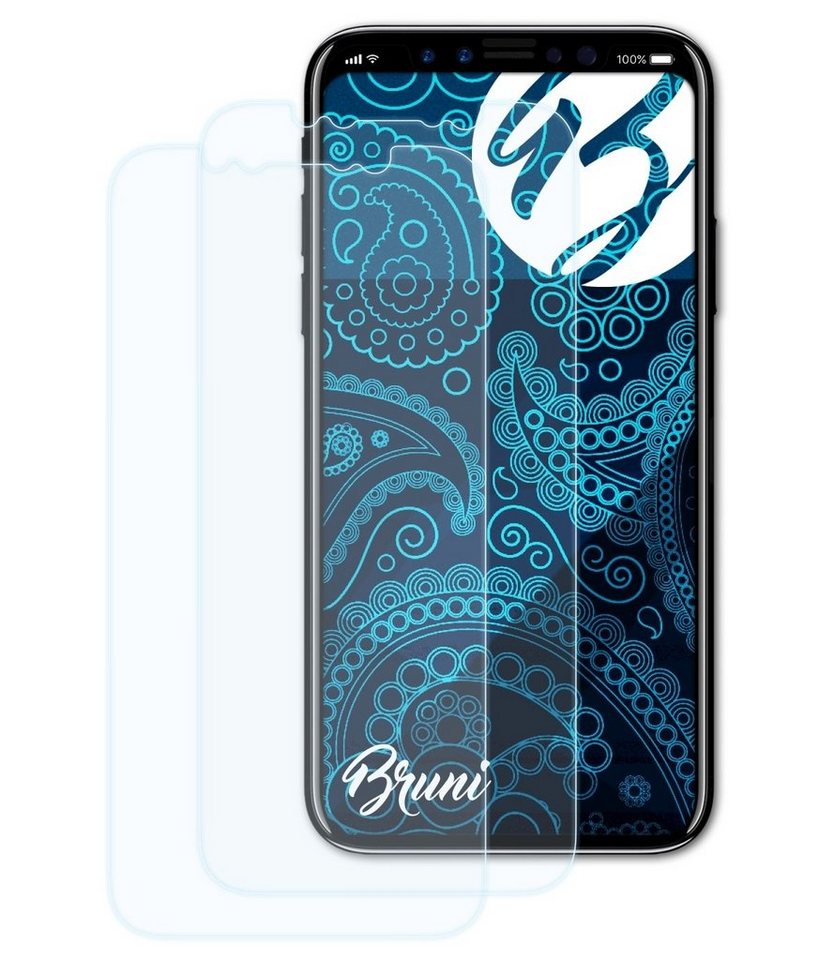 Bruni Schutzfolie Glasklare Displayschutzfolie für iPhone X Front, (2 Folien), praktisch unsichtbar von Bruni