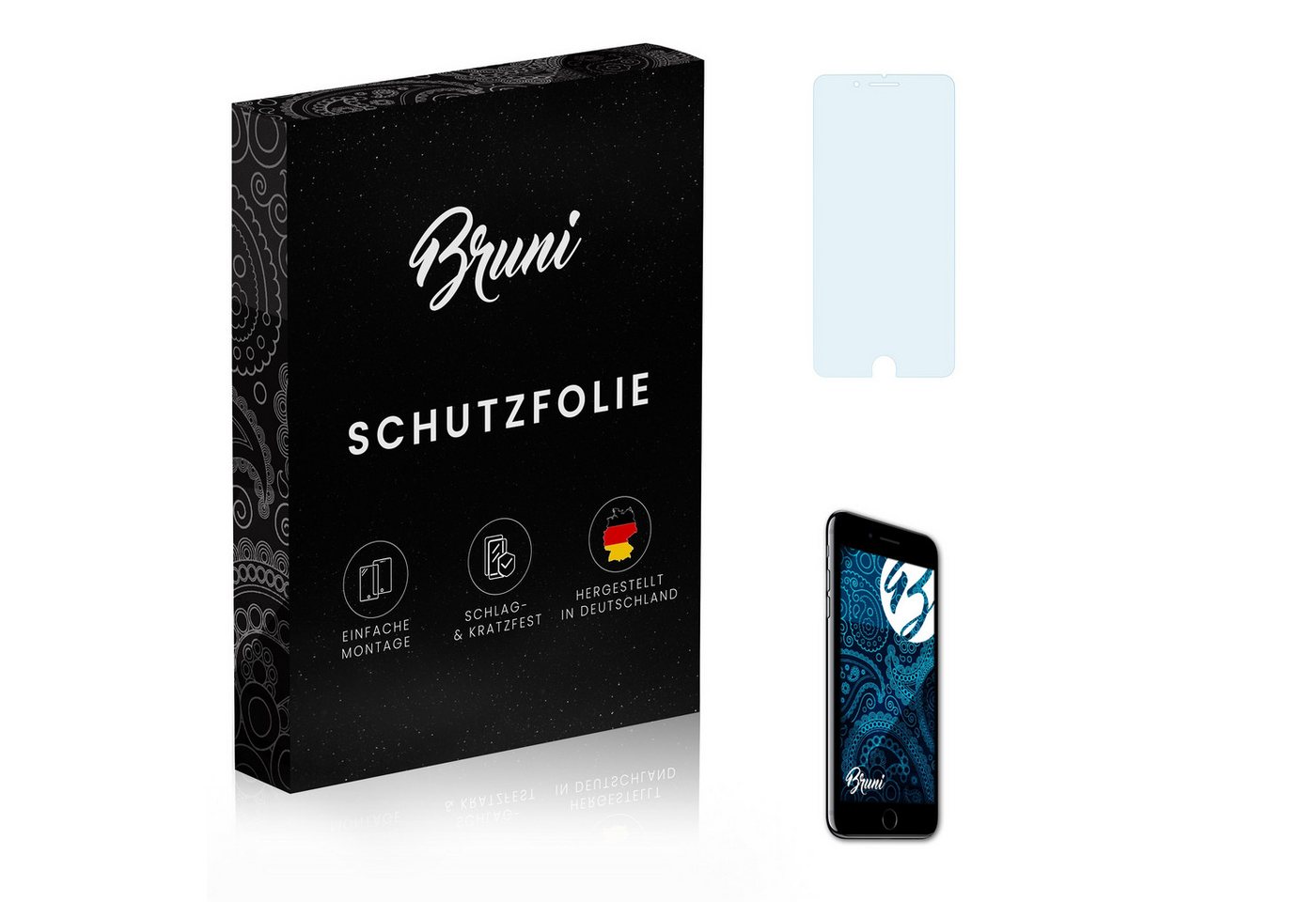 Bruni Schutzfolie für Apple iPhone 8 Plus / 7 Plus Front, (2 Folien), praktisch unsichtbar von Bruni