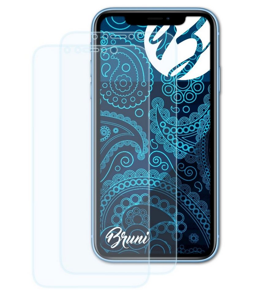 Bruni Schutzfolie für Apple iPhone XR Front cover, (2 Folien), praktisch unsichtbar von Bruni