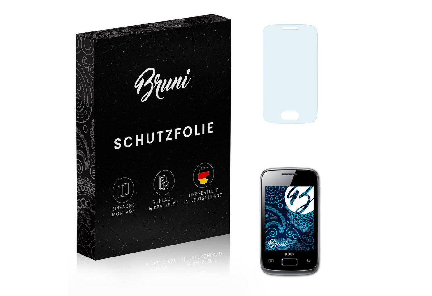 Bruni Schutzfolie für Samsung Galaxy Y Duos GT-S6102, (2 Folien), praktisch unsichtbar von Bruni