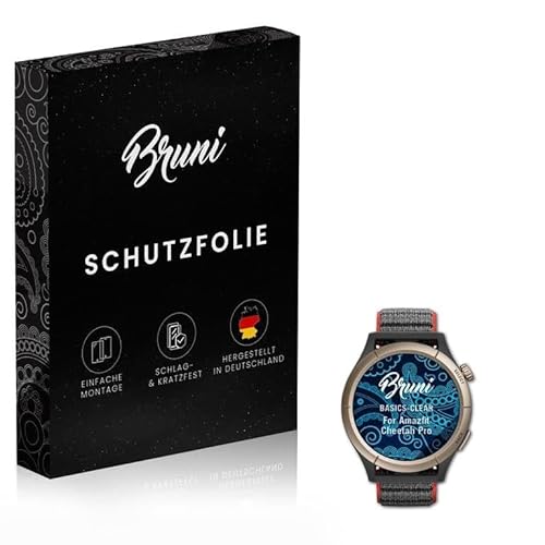 Bruni Schutzfolie kompatibel mit Amazfit Cheetah Pro Folie, glasklare Displayschutzfolie (2X) von Bruni