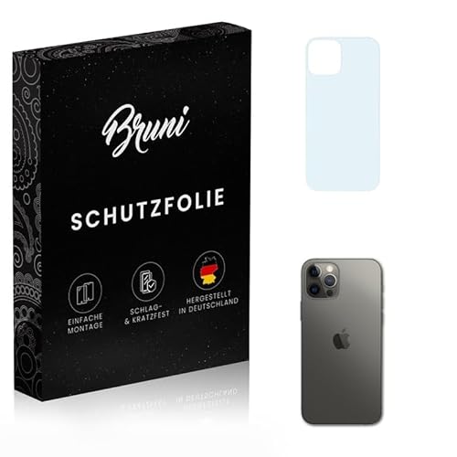 Bruni Schutzfolie kompatibel mit Apple iPhone 12 Pro Backcover Folie, glasklare Displayschutzfolie (2X) von Bruni