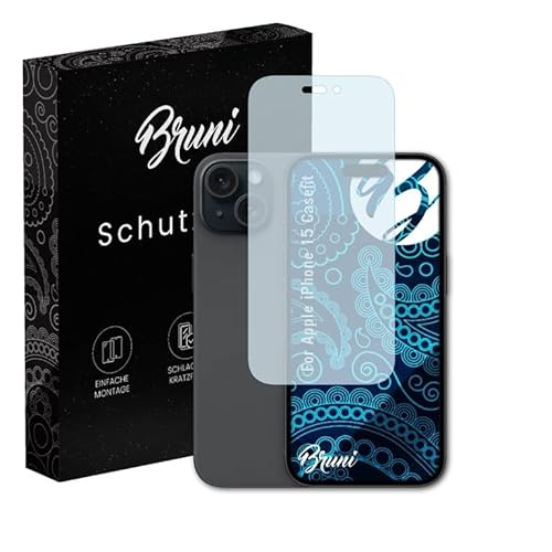 Bruni Schutzfolie kompatibel mit Apple iPhone 15 Casefit Folie, glasklare Displayschutzfolie (2X) von Bruni