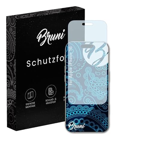 Bruni Schutzfolie kompatibel mit Apple iPhone 16 Folie, glasklare Displayschutzfolie (2X) von Bruni