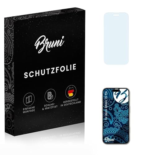 Bruni Schutzfolie kompatibel mit Apple iPhone 16 Pro Folie, glasklare Displayschutzfolie (2X) von Bruni
