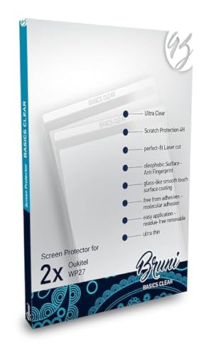 Bruni Schutzfolie kompatibel mit Oukitel WP27 Folie, glasklare Displayschutzfolie (2X) von Bruni