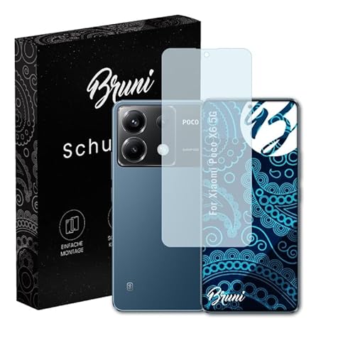 Bruni Schutzfolie kompatibel mit Xiaomi Poco X6 5G Folie, glasklare Displayschutzfolie (2X) von Bruni