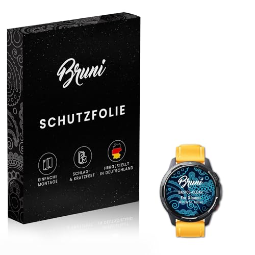 Bruni Schutzfolie kompatibel mit Xiaomi Watch S1 Active Folie, glasklare Displayschutzfolie (2X) von Bruni