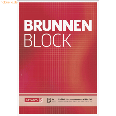 10 x Brunnen Briefblock Brunnenblock A4 70g/qm kariert 2-fach gelocht von Brunnen