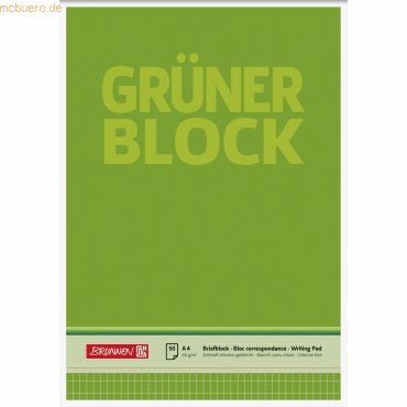 10 x Brunnen Briefblock Der grüne Block A4 60g/qm rautiert 50 Blatt von Brunnen