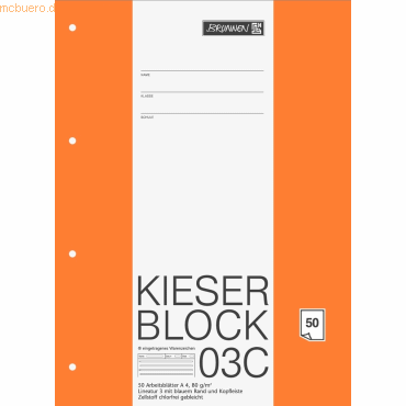 10 x Brunnen Kieser-Block A4 80g/qm Lineatur 3 50 Blatt von Brunnen
