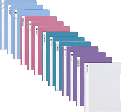 13 Brunnen Schnellhefter A4 farbig sortiert PP-Folie glasklares Deckblatt [ Pastell Edition ] von Brunnen