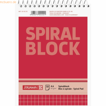 20 x Brunnen Spiralnotizblock A6 kariert 50 Blatt von Brunnen