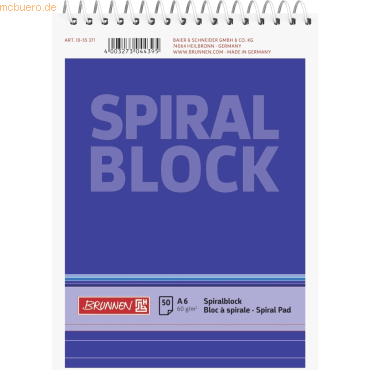 20 x Brunnen Spiralnotizblock A6 liniert 50 Blatt von Brunnen