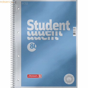 5 x Brunnen Collegeblock Premium Student A4 90g/qm 80 Blatt Dot-Lineat von Brunnen