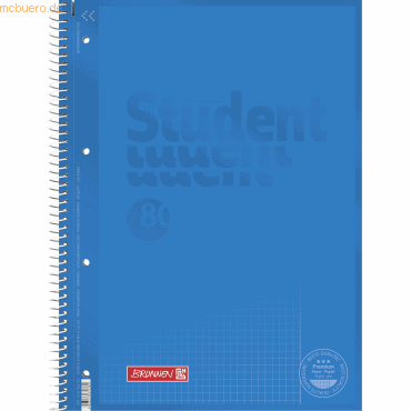 5 x Brunnen Collegeblock Student A4 90g/qm 80 Blatt Lineatur 26 azur von Brunnen