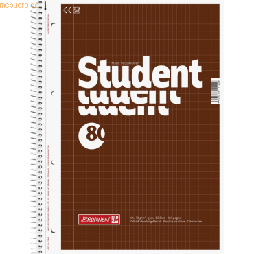 5 x Brunnen Kollegblock Student A4 70g/qm rautiert 80 Blatt braun 5 x Brunnen Kollegblock Student A4 70g/qm rautiert 80 Blatt braun von Brunnen