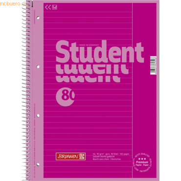 5 x Brunnen Kollegblock Student Colour Code A4 90g/qm 80 Blatt pink Li 5 x Brunnen Kollegblock Student Colour Code A4 90g/qm 80 Blatt pink Li von Brunnen