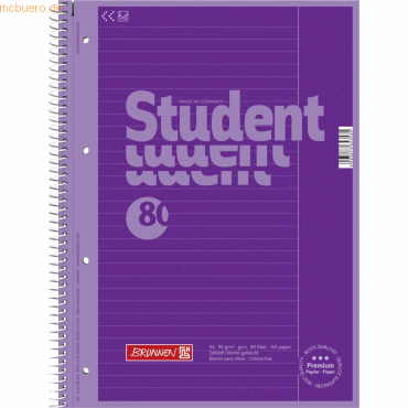 5 x Brunnen Kollegblock Student Colour Code A4 90g/qm 80 Blatt purple 5 x Brunnen Kollegblock Student Colour Code A4 90g/qm 80 Blatt purple von Brunnen
