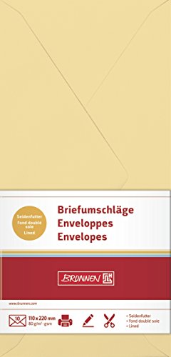 BRUNNEN 105125114 Briefumschlag (DIN lang, 110 x 220 mm, gummiert, Papier, 80 g/qm, 10 Umschläge) honig von BRUNNEN