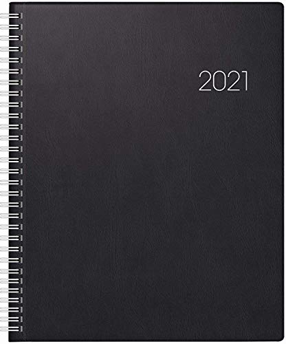 BRUNNEN 1076101901 Buchkalender Manager Wt 7 - weektimer, 2 Seiten = 1 Woche, 21 x 26 cm, Kunststoff-Einband schwarz, Kalendarium 2021, Wire-O-Bindung von Brunnen
