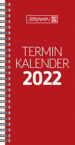 BRUNNEN 1078001202 Tischkalender/Vormerkbuch Modell 780, 2 Seiten = 1 Woche, 100 x 207 mm, Karton-Umschlag rot, Kalendarium 2022, Wire-O-Bindung von BRUNNEN
