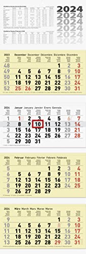 BRUNNEN 4-Monatskalender 2024 1 Blatt = 1 Monat 32 x 94 cm, 4 Monatsblöcke Fond: chamois von Brunnen
