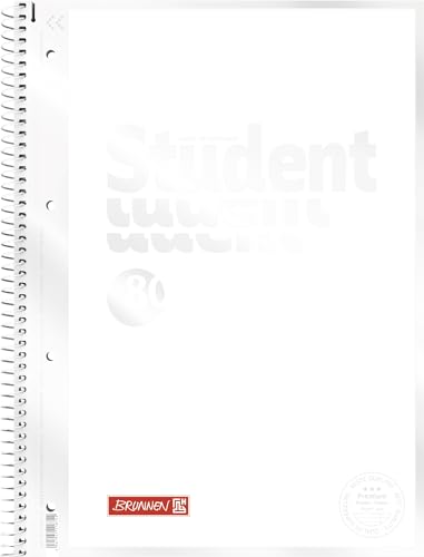 BRUNNEN Collegeblock Premium Student „White“, A4, 80 Blatt, Lineatur 27, weiß von Brunnen