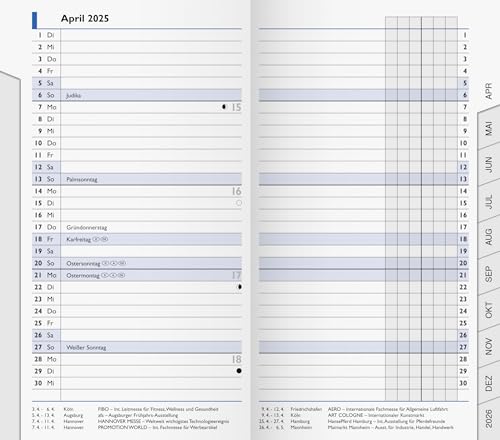 BRUNNEN Monats-Ersatzkalendarium Modell 753 (2025), 2 Seiten = 1 Monat, A6, 32 Seiten, weiß von Brunnen