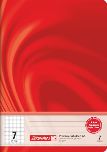 BRUNNEN Schulheft Premium Vivendi | A5, Lineatur 7, 32 Blatt, rot von BRUNNEN