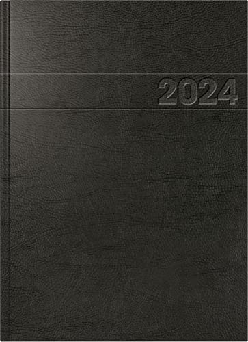 BRUNNEN Tageskalender Modell 787 2024 1 Seite = 1 Tag A4 schwarz von Brunnen