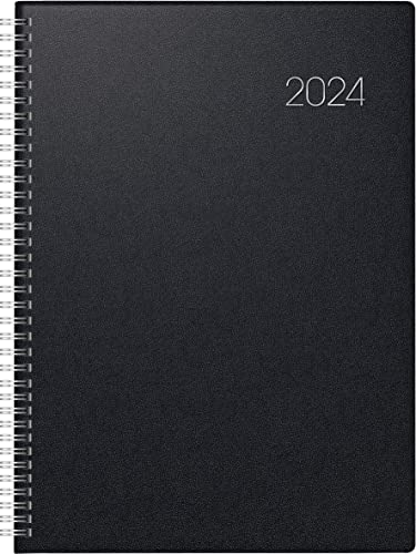 BRUNNEN Tageskalender Modell 787 2024 1 Seite = 1 Tag A4 schwarz von Brunnen