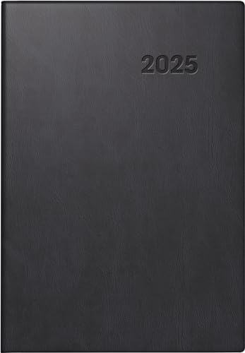 BRUNNEN Taschenkalender Modell 712 (2025), 2 Seiten = 1 Woche, A7, 128 Seiten, Kunststoff-Einband, schwarz von Brunnen