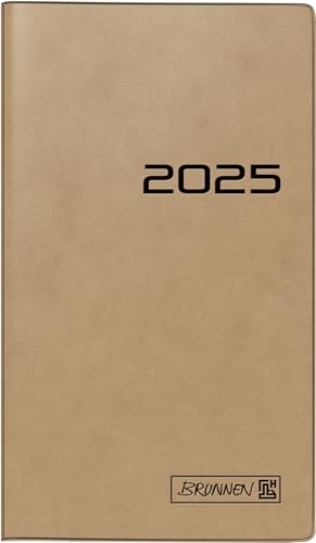 BRUNNEN Taschenkalender Modell 753 (2025), 2 Seiten = 1 Monat, A6, 32 Seiten, Karton-Umschlag, braun von Brunnen