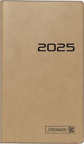 BRUNNEN Taschenkalender Modell 758 (2025), 1 Seite = 1 Woche, A6, 80 Seiten, Karton-Umschlag, braun von Brunnen