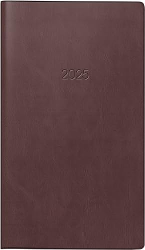 BRUNNEN Taschenkalender Modell 758 (2025), 1 Seite = 1 Woche, A6, 80 Seiten, Kunstleder-Einband, bordeaux von Brunnen