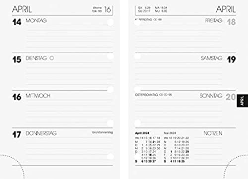BRUNNEN Wochen-Ersatzkalendarium Modell 723 2024 2 Seiten = 1 Woche Blattgröße 7,6 x 11,2 cm weiß von Brunnen
