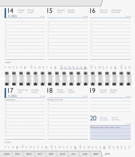 BRUNNEN Wochen-Ersatzkalendarium Modell 755 (2025), 2 Seiten = 1 Woche, A6 quer, 144 Seiten, weiß von Brunnen