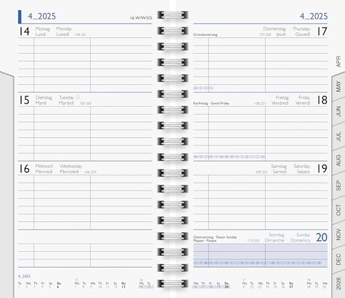 BRUNNEN Wochen-Ersatzkalendarium Modell 756 (2025), 2 Seiten = 1 Woche, A6, 144 Seiten, weiß von Brunnen