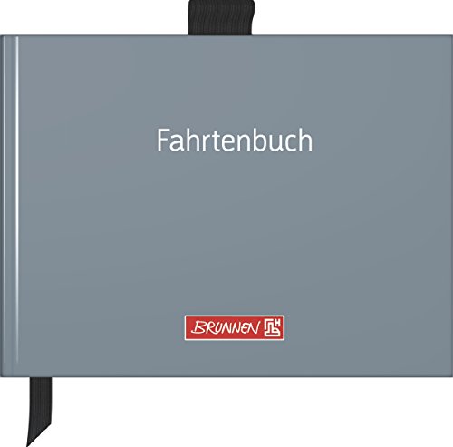 Brunnen 1010143 Fahrtenbuch (A6 quer, Hardcover mit Soft-Touch Laminierung, mit Stiftschlaufe, Zeichenband und Einstecktasche, fadengeheftet, 40 Blatt) grau von Brunnen