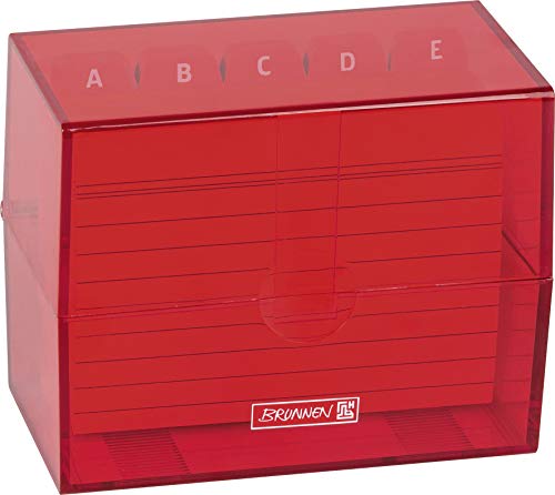 Brunnen 102057023 Karteikasten, 12 x 9, 5 x 6, 5 cm (für A7 Karteikarten), Polystyrol, Red, Colour Code 1 von BRUNNEN