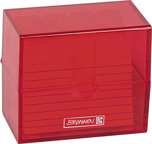 Brunnen 102058023 Karteikasten, 8, 5 x 7, 5 x 4, 8 cm (für A8 Karteikarten), Polystyrol, Red, Colour Code von BRUNNEN