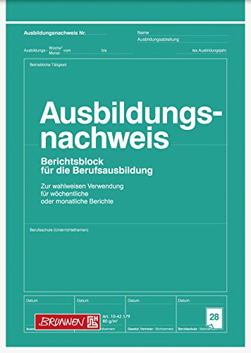 Brunnen 1042579 Berichtsblock Ausbildung / Ausbildungsnachweisblock (A4, 28 Blatt, gelocht, für Wochen- und Monatsberichte verwendbar) von Brunnen