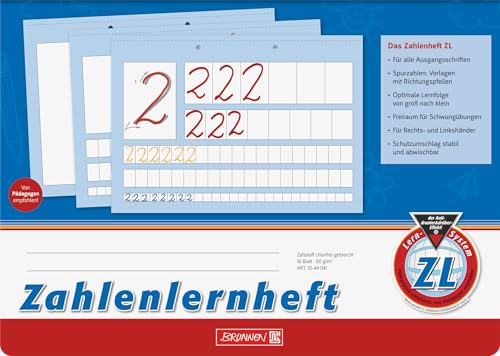 BRUNNEN Zahlenlernheft | A4 quer, Lineatur ZL, 16 Blatt, blau von BRUNNEN