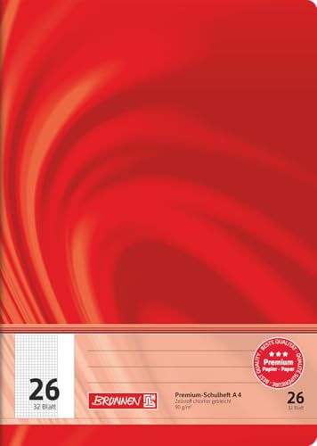 BRUNNEN Schulheft Premium Vivendi | A4, Lineatur 26, 32 Blatt, rot von BRUNNEN